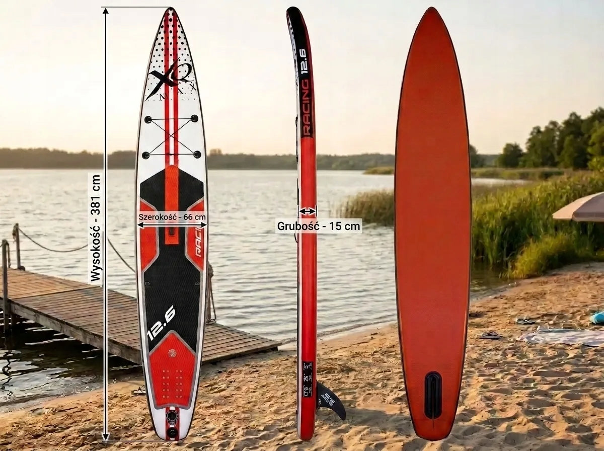 Deska SUP do Pływania Długa 381cm XXL 1-2 osobowa 150kg Zestaw XQMAX Product weight with unit packaging 0.15 kg