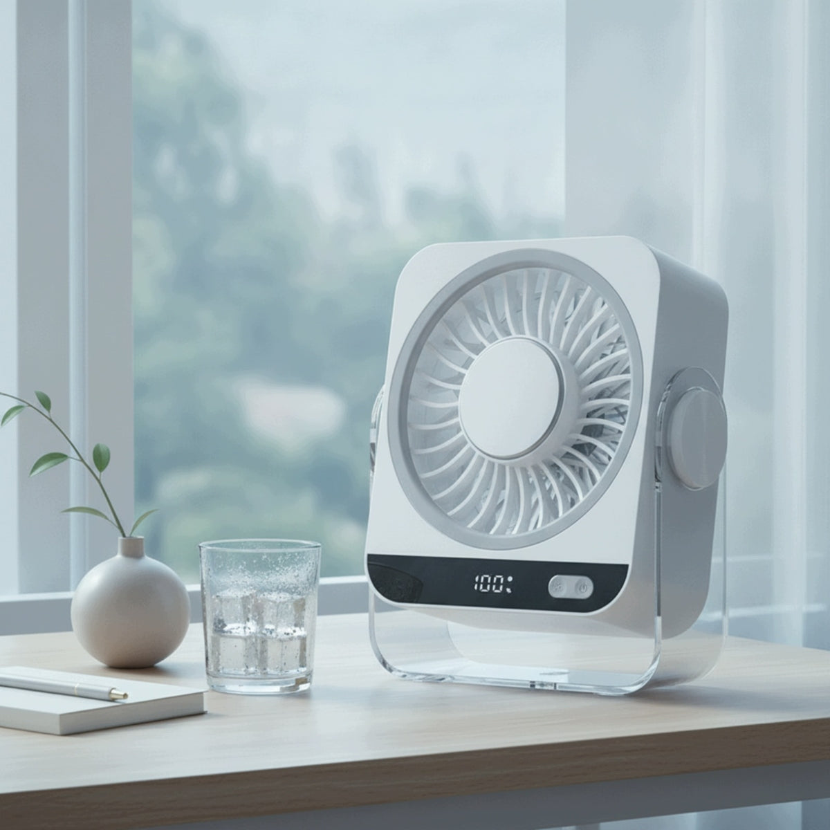 Desktop Fan with Display Battery Powered Desktop Fan Compact for Dorm Room Manufacturer other