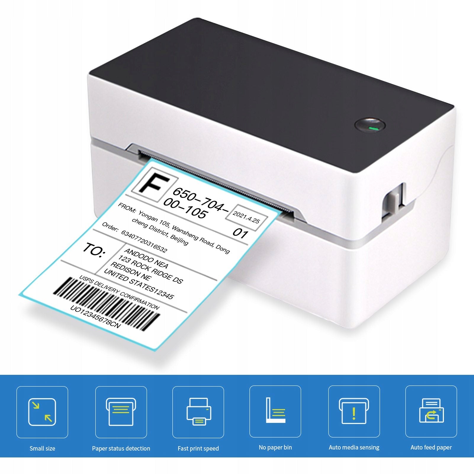Desktop Shipping Label Printer High Speed USB 49 Thermal Printer
