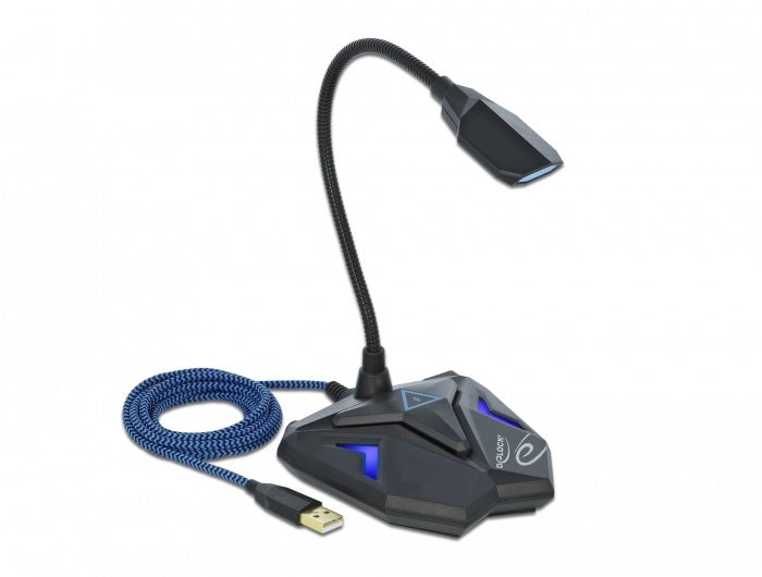 Desktop USB Gaming Microphone with Gooseneck Arm mute Delock 66330