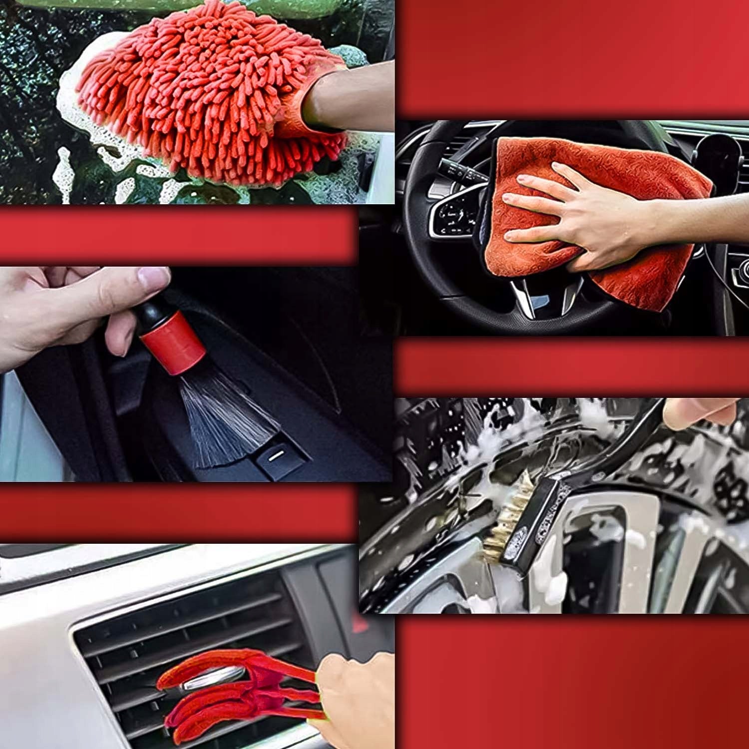 Detailing Set 19 Elements for Car Pouch Brushes Sponges Manufacturer code DETAILINGOWE DO DETAILINGU CZYSZCZENIA AUTA