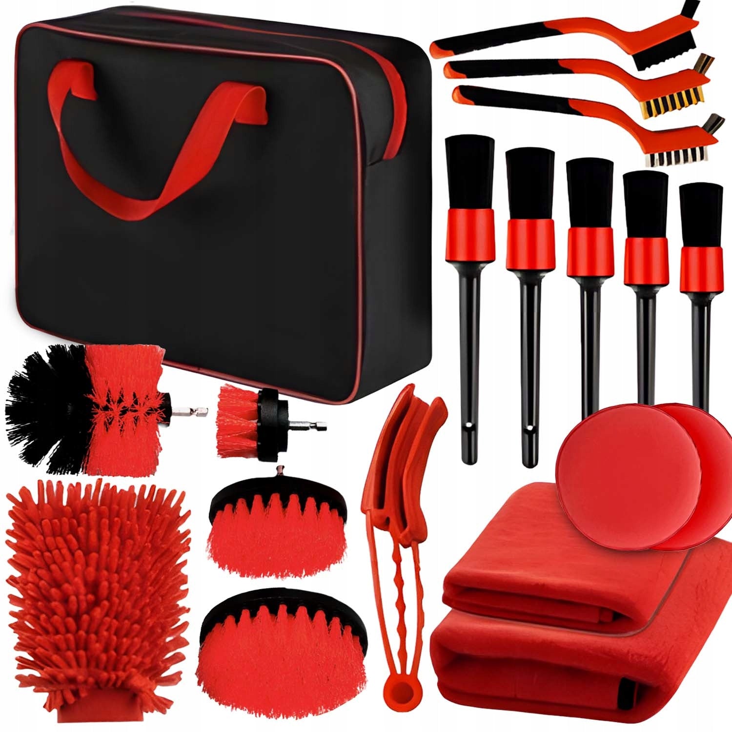 Detailing Set 19 Elements for Car Pouch Brushes Sponges