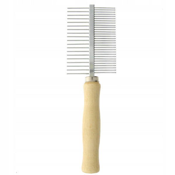 Detangling Comb Macrame Metal Double Sided Wooden Handle 1pcs