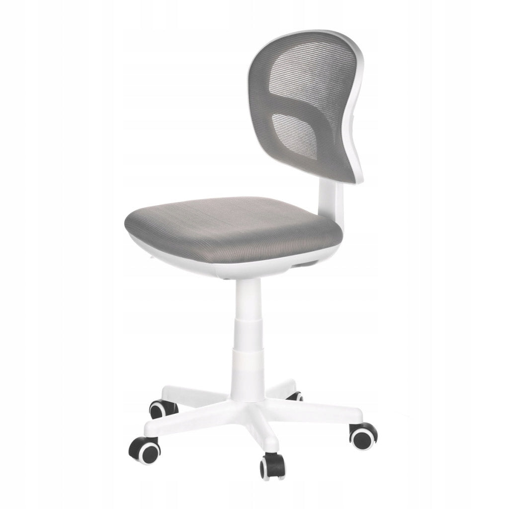 Dětská židle, šedá síťovina, černý plastový kříž, kolečka na tvrdé podlahy Color shades of gray and silver