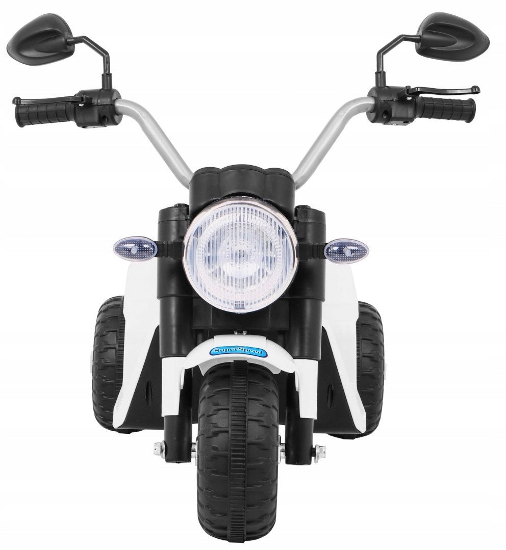 Dětské kolo MiniBike na baterie Bílé + zvuky + LED světla + eko kůže Brand Ramiz