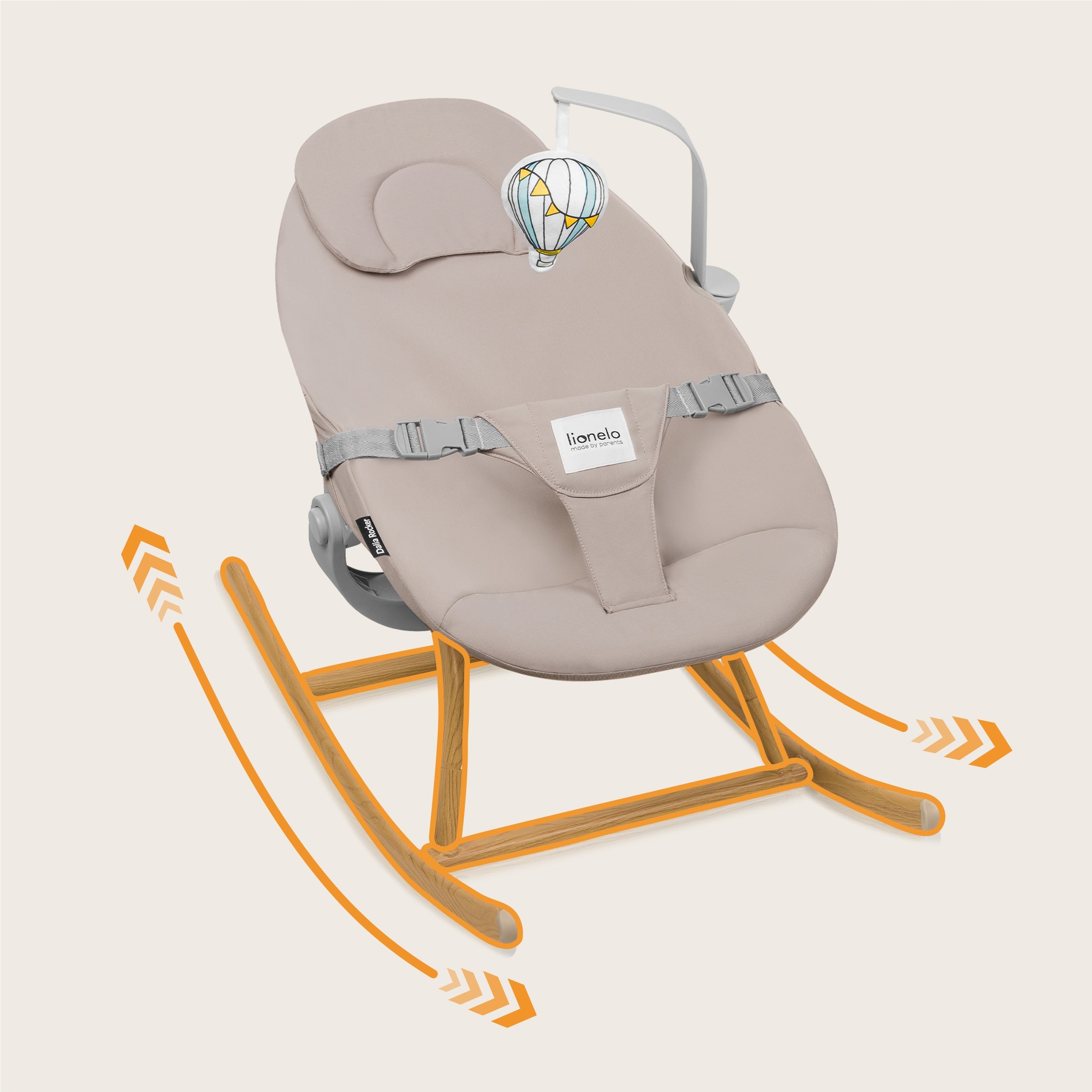 Dětské lehátko a houpačka Lionelo Jiřina Rocker Beige Sand (Béžová Písečná) Manufacturer code ergonomiczne siedzisko, delikatne kołysanie