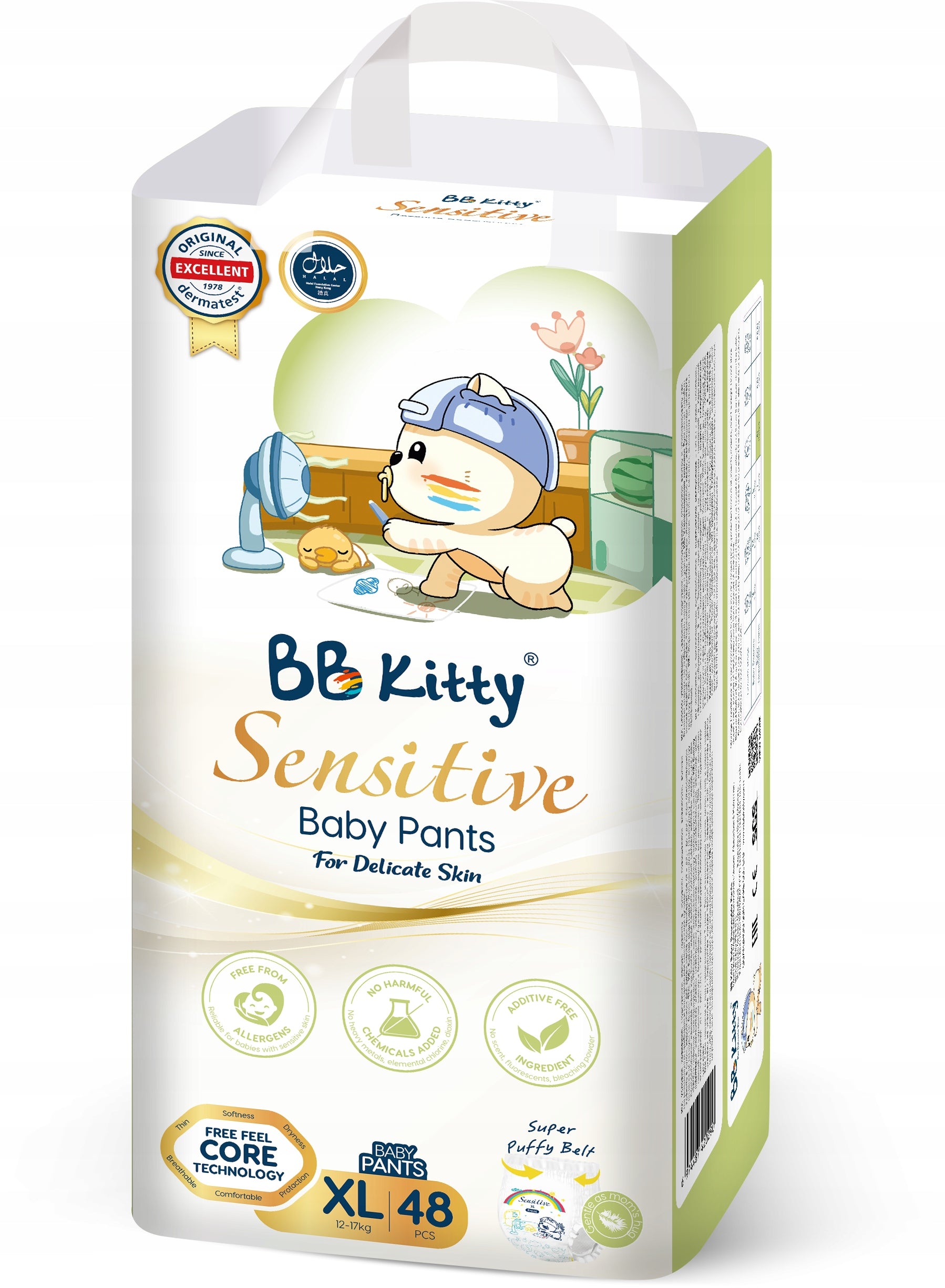 Detské plienkové nohavičky BB Kitty Sensitive XL 12-17kg 48 ks pants