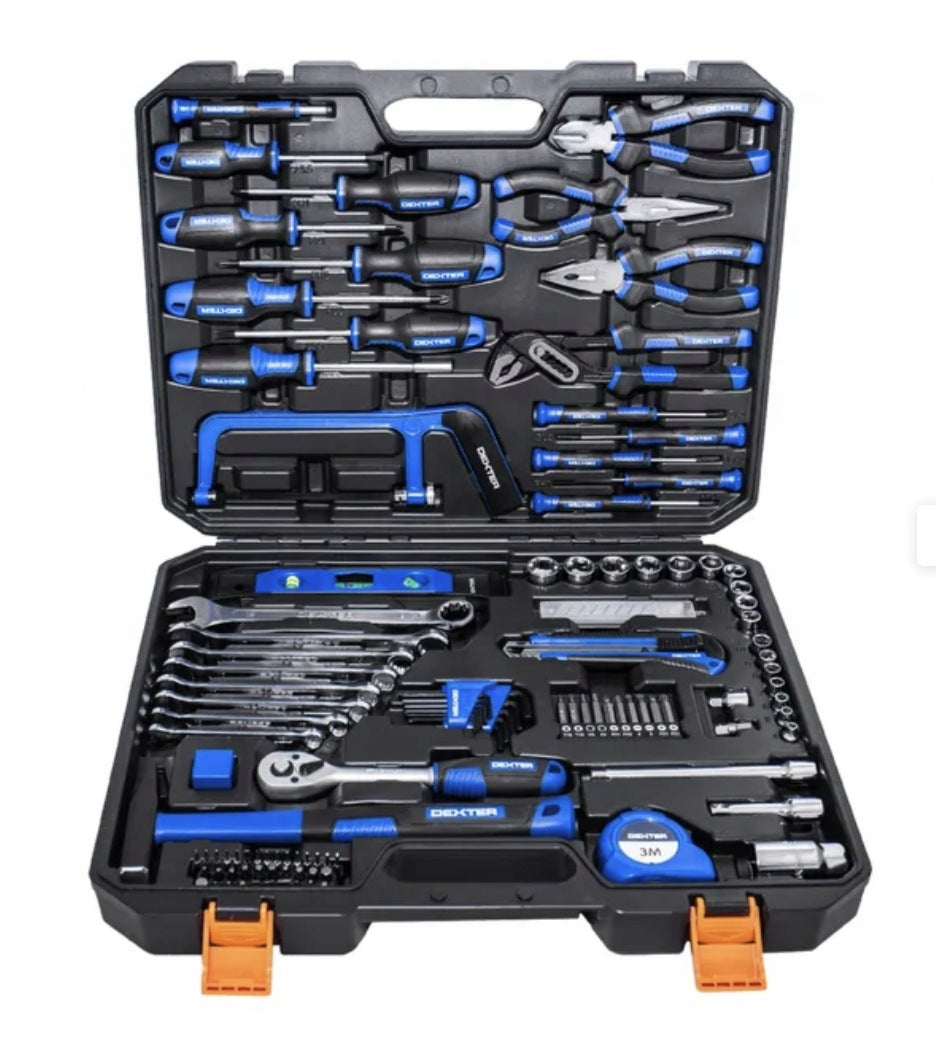 Dexter Hand Tool Set 118 Elements in Suitcase Keys Bits Caps