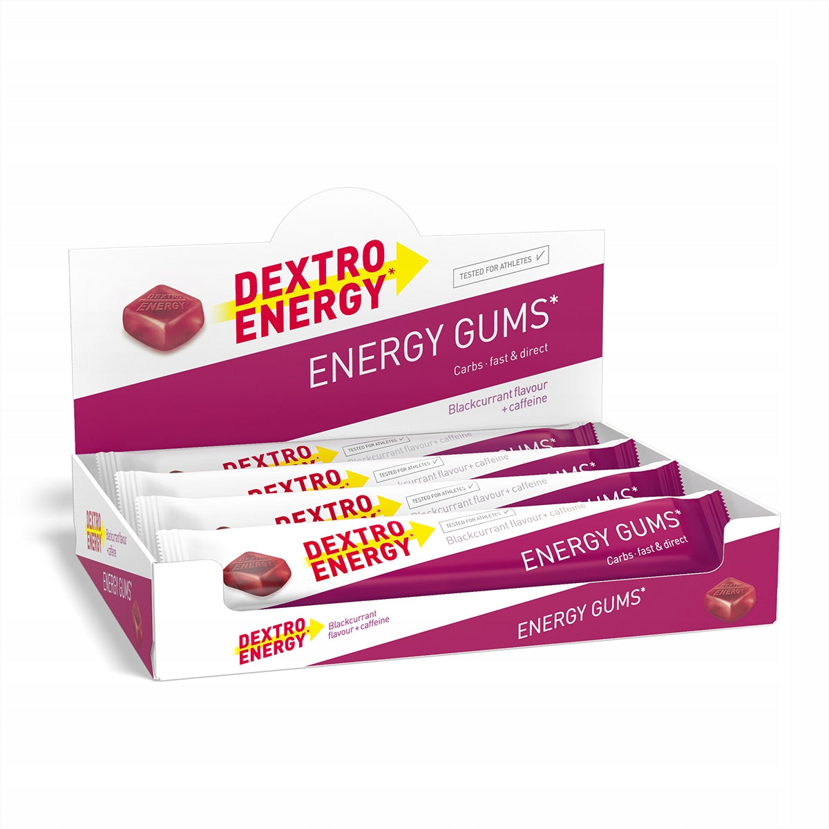 Dextro Energy Gums Blackcurrant Energy Gummies with Caffeine Set of 8