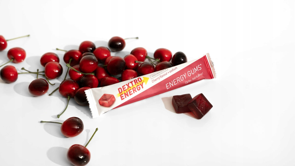 Dextro Energy Gums Cherry - cherry energy gummies with sodium 8 Pieces Expiration date at least six months from the date of purchase