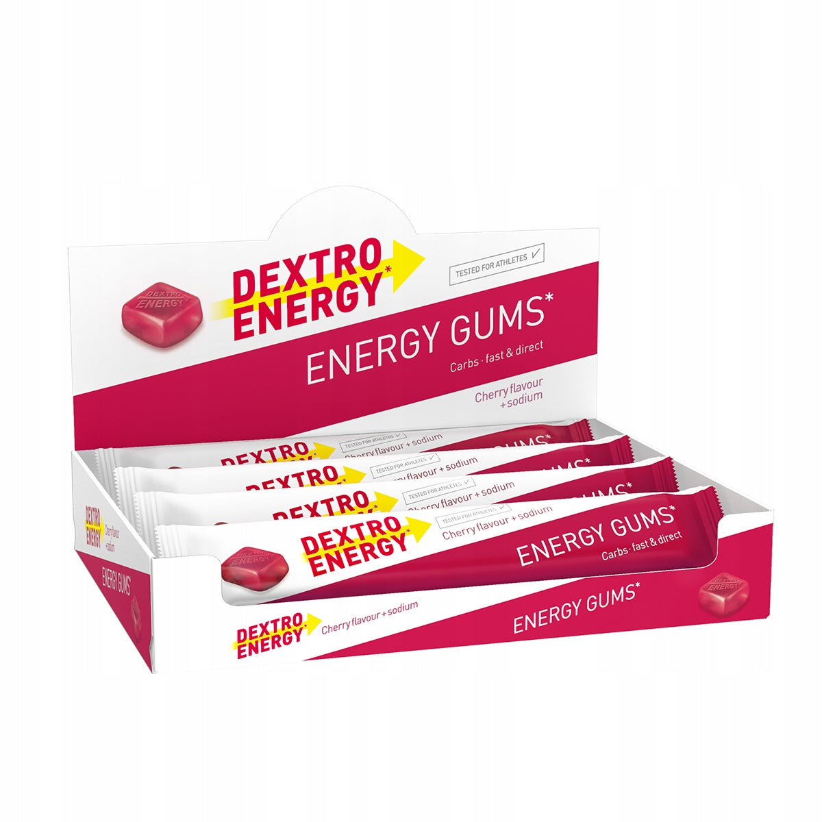 Dextro Energy Gums Cherry - cherry energy gummies with sodium 8 Pieces