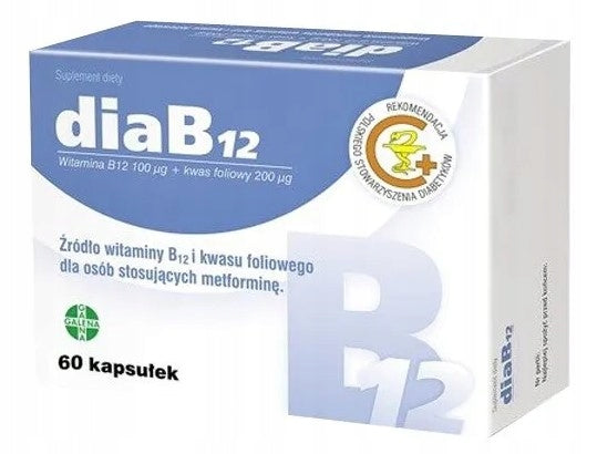 DiaB12 Vitamin B12 + Folic acid 60 capsules