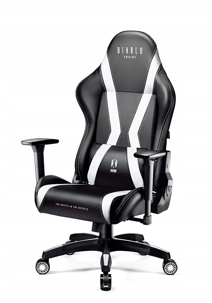Diablo X-Horn 2.0 Normal Size Gaming Chair Black and White Faux Leather White Brand Diablo Chairs