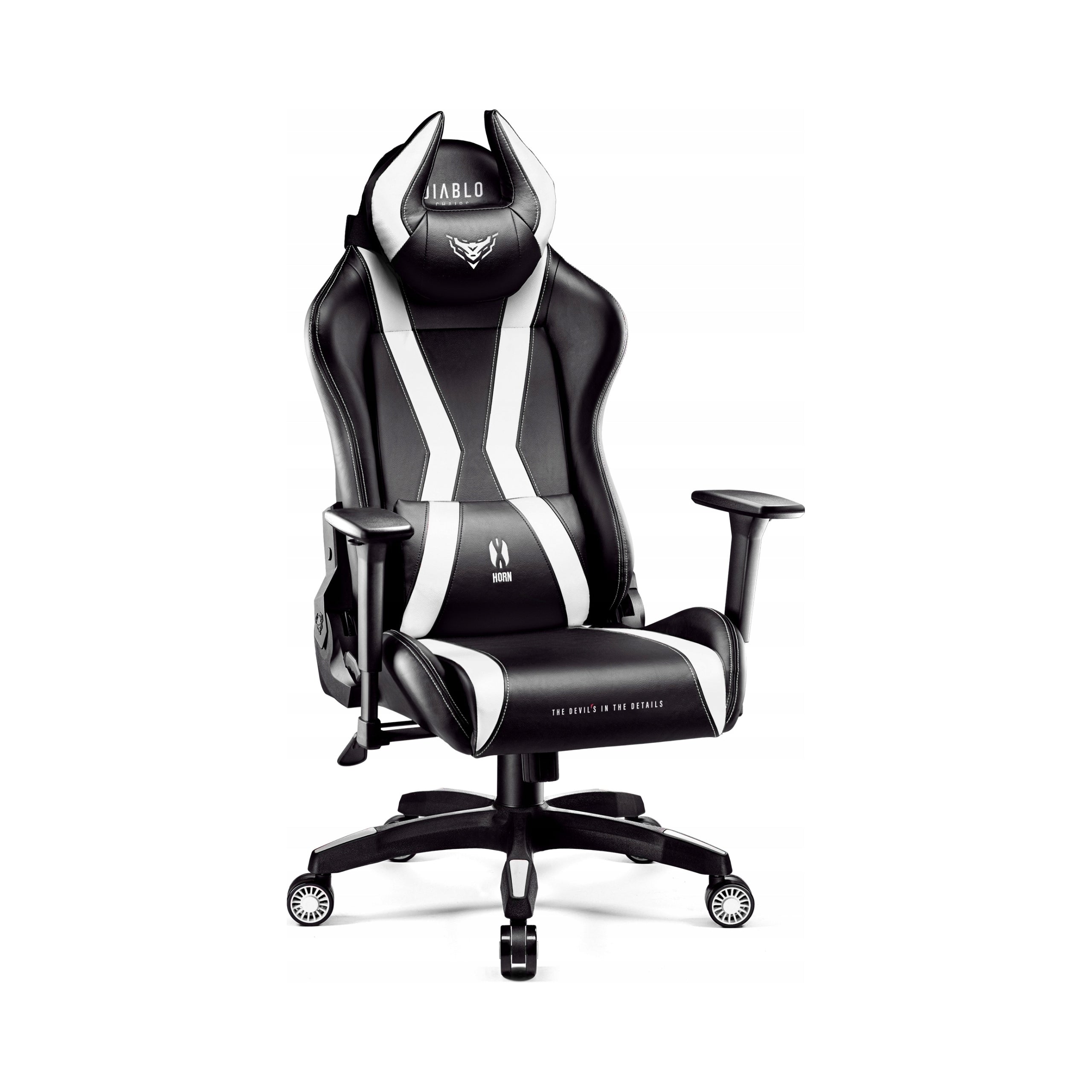 Diablo X-Horn 2.0 Normal Size Gaming Chair Black and White Faux Leather White