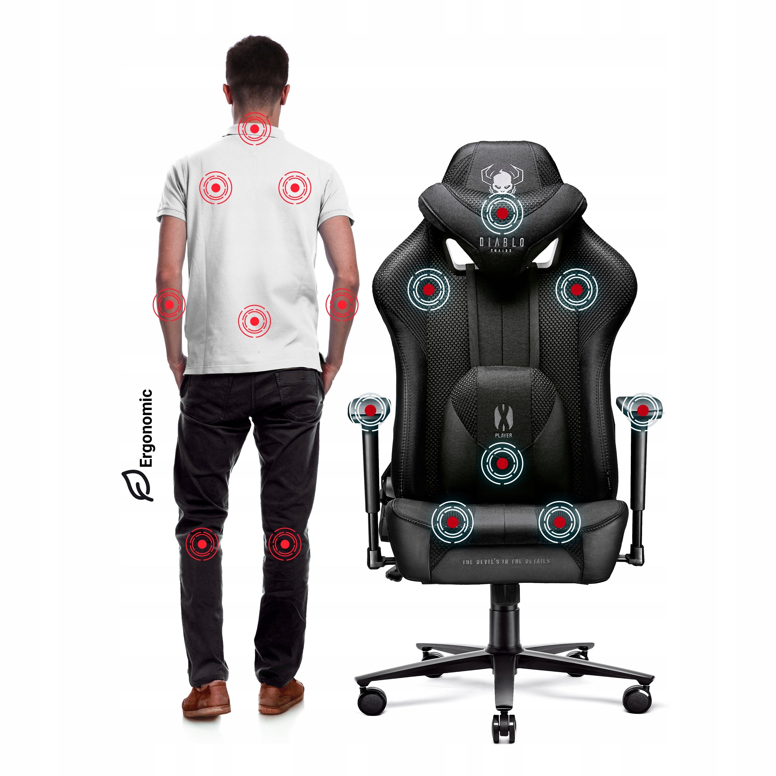 Diablo X-Player 2.0 Gaming Chair Material Normal Size: Black & Black Furniture depth 68 cm