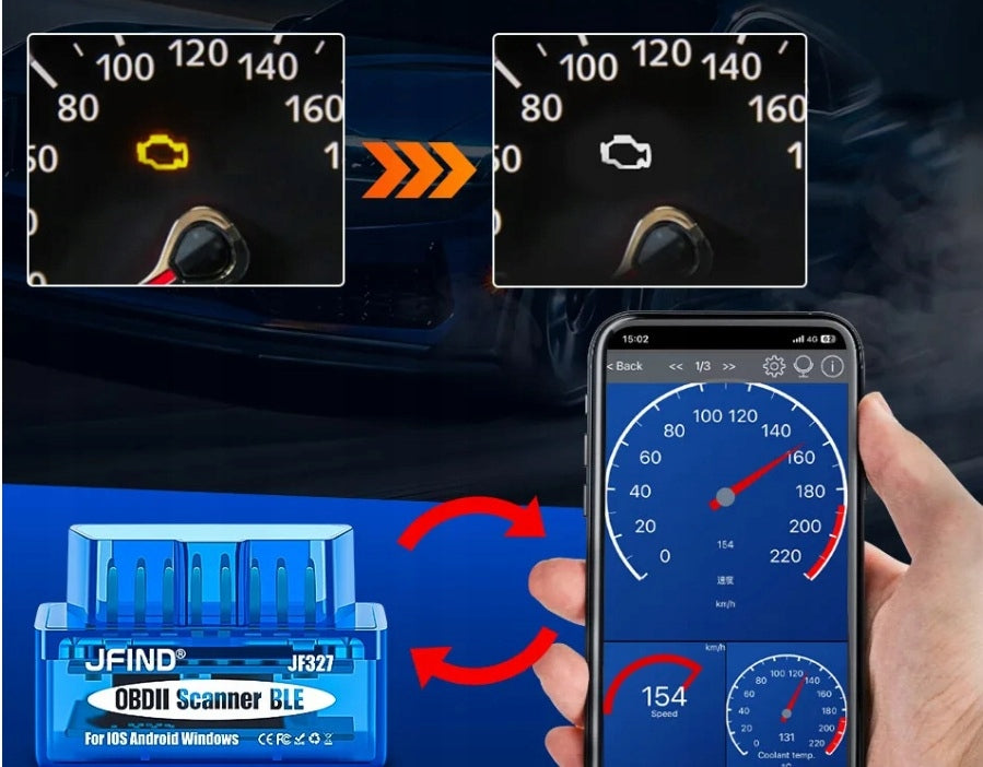 Diagnostic Interface Bluetooth OBD2 ELM327 BT 5.1 iOS Android iPhone Manufacturer code JF327