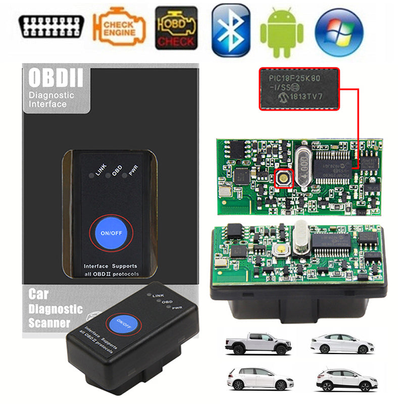 Diagnostic Interface ELM327 V2.1 OBD2 Tester Bluetooth 4.0 Android IOS Manufacturer code ELM327 v1.5