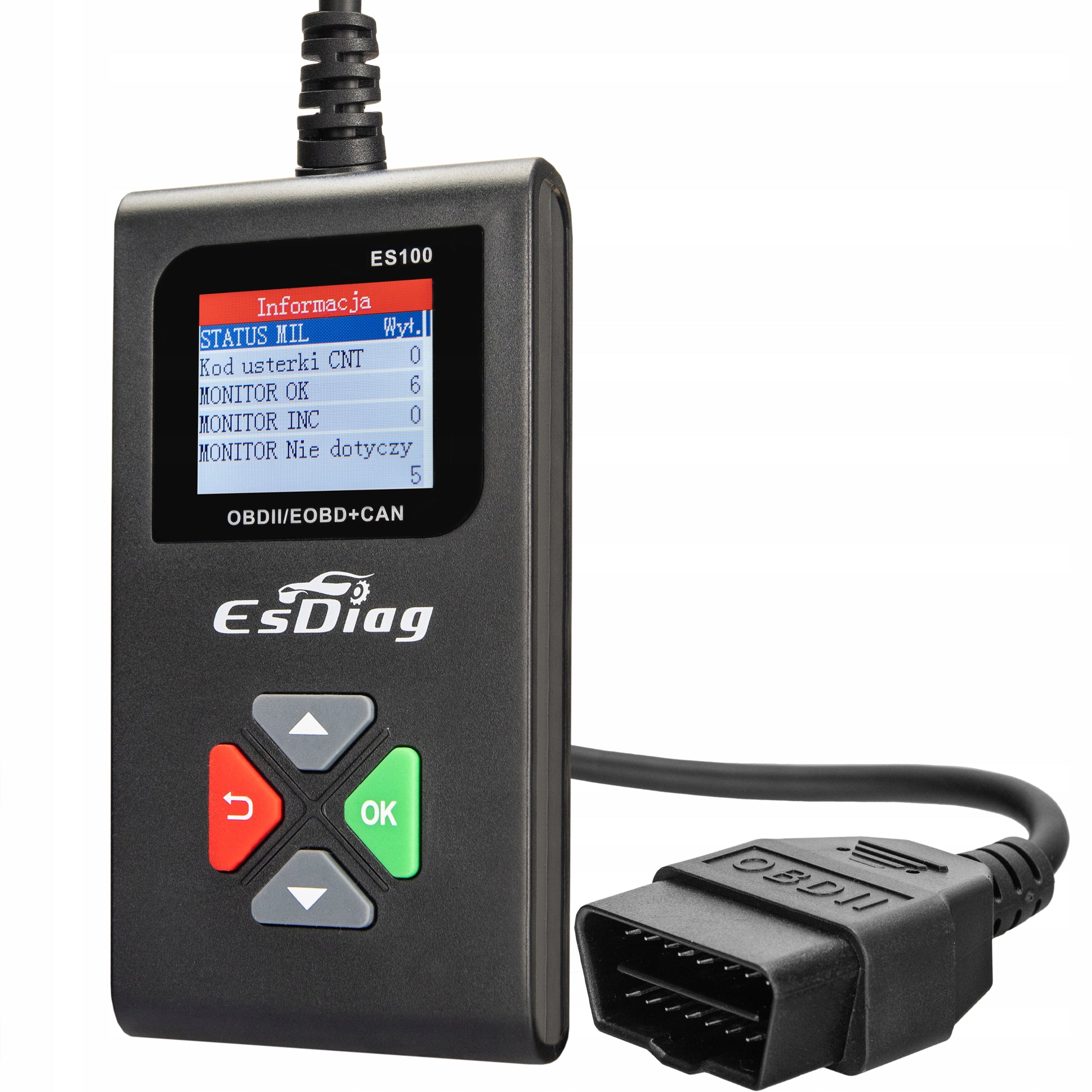 Diagnostic Tester OBD2 Interface Polish ERROR SCANNER Check Engine Manufacturer code ES-100
