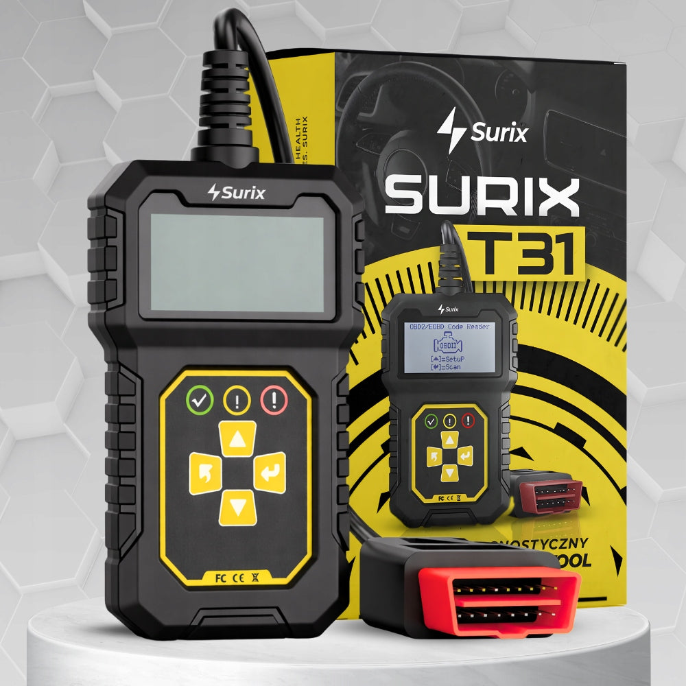 Diagnostic Tester OBD2 interface language Polish ERROR SCANNER Check Engine Manufacturer code Surix-Yellow