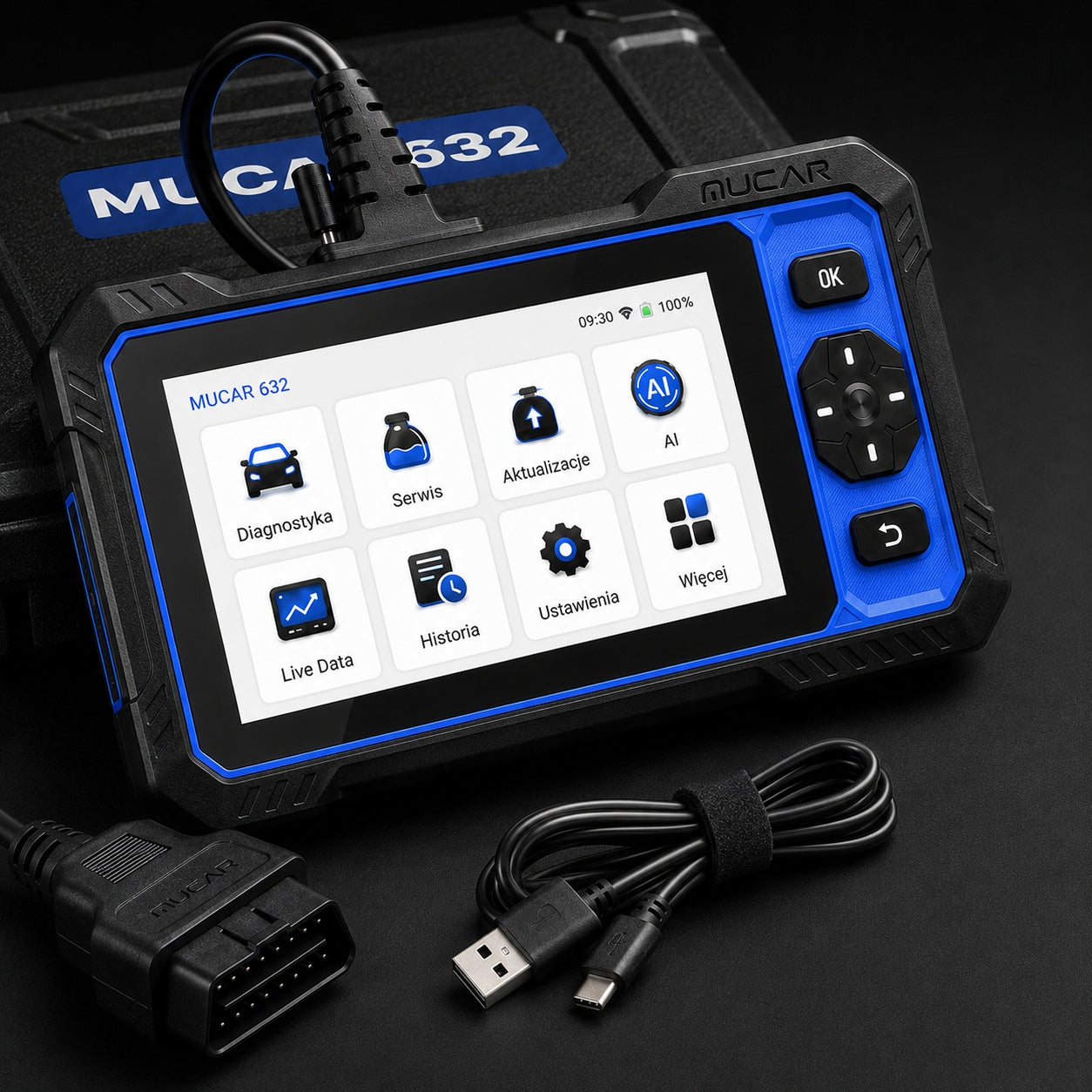Diagnostic tester MUCAR 632 language PL, AI, CAN FD lifetime updates Brand Thinkcar