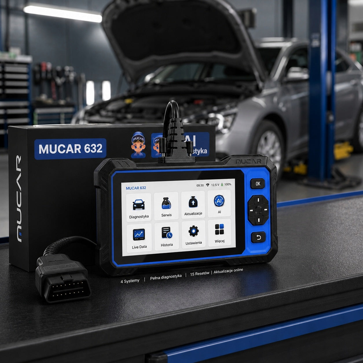 Diagnostic tester MUCAR 632 language PL, AI, CAN FD lifetime updates Manufacturer code MuCar 632
