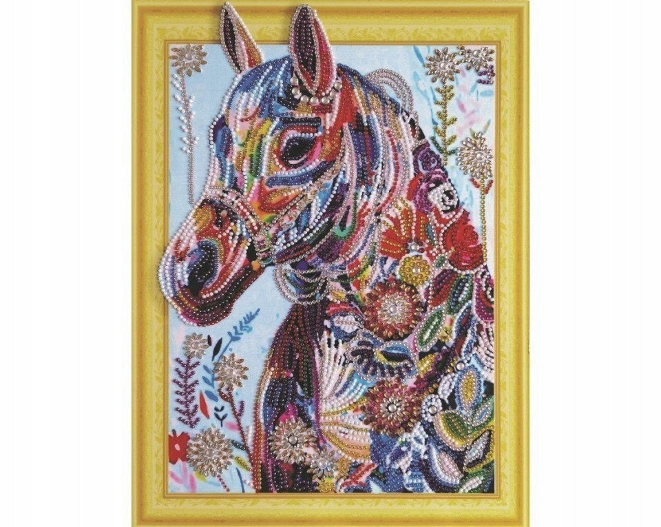 Diamantmosaik 30x40 cm. „Blumenpferd“ 