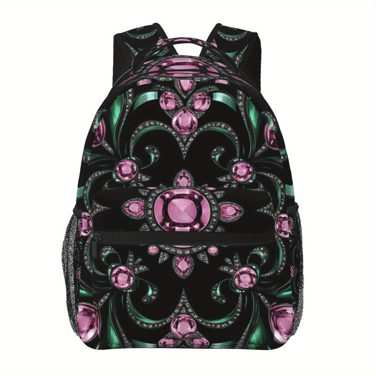 Diamond Pattern Polyester Backpack with Ergonomic Straps