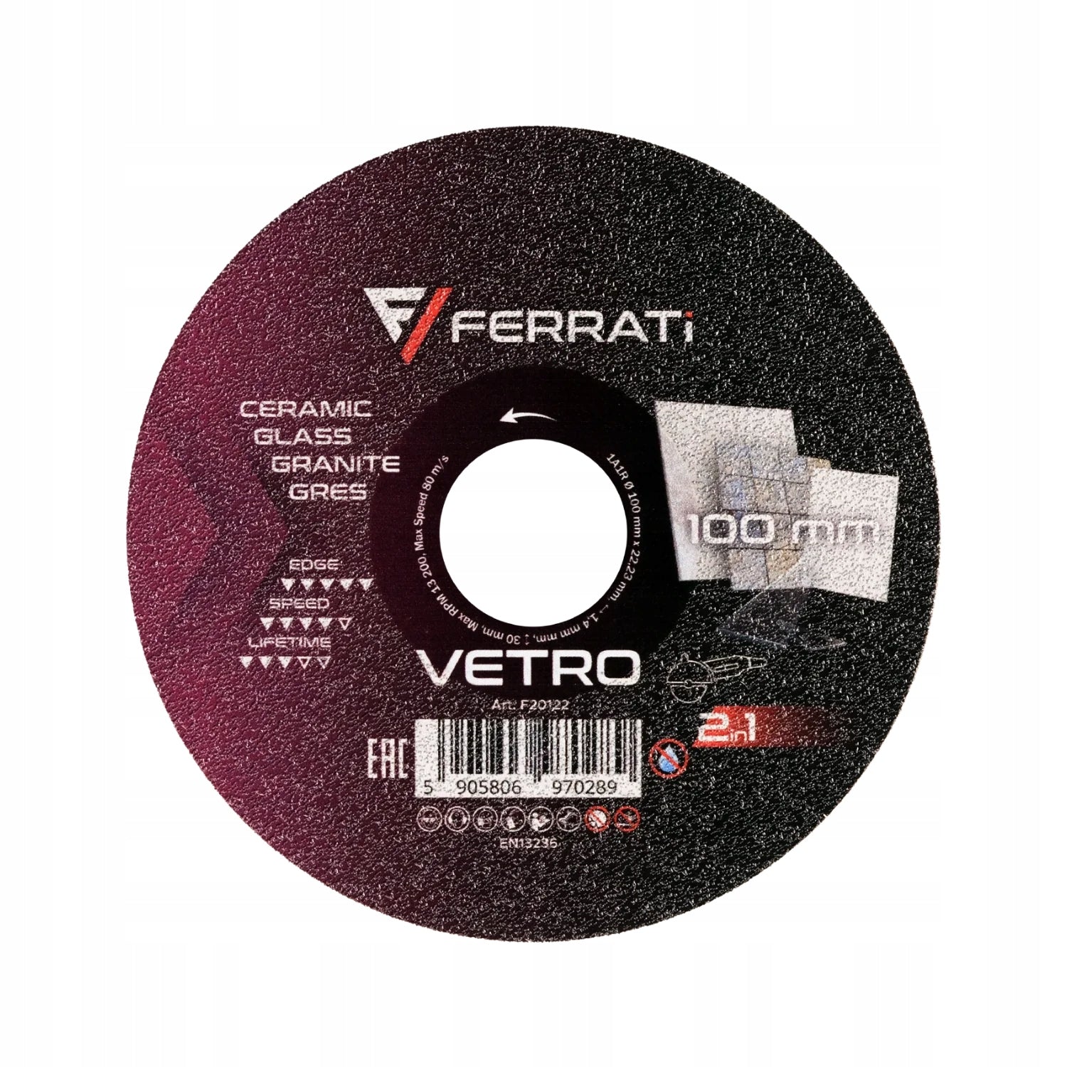 Diamond blade FERRATi VETRO 100mm for grinding marble stoneware Packaging status original