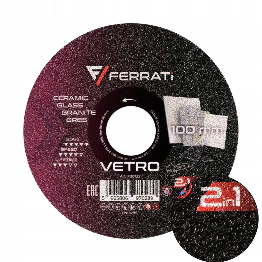 Diamond blade FERRATi VETRO 100mm for grinding marble stoneware