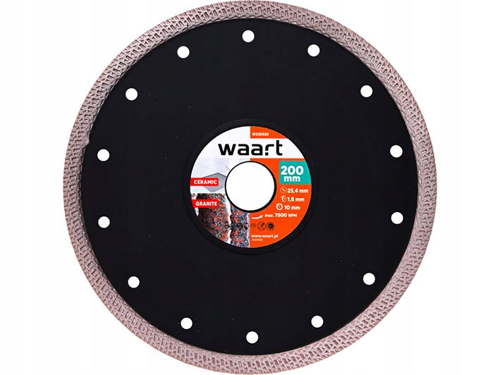 Diamond blade for STONEWARE, CERAMICS, BRICKS 200 x 25.4 braid WAART Manufacturer code W23D520