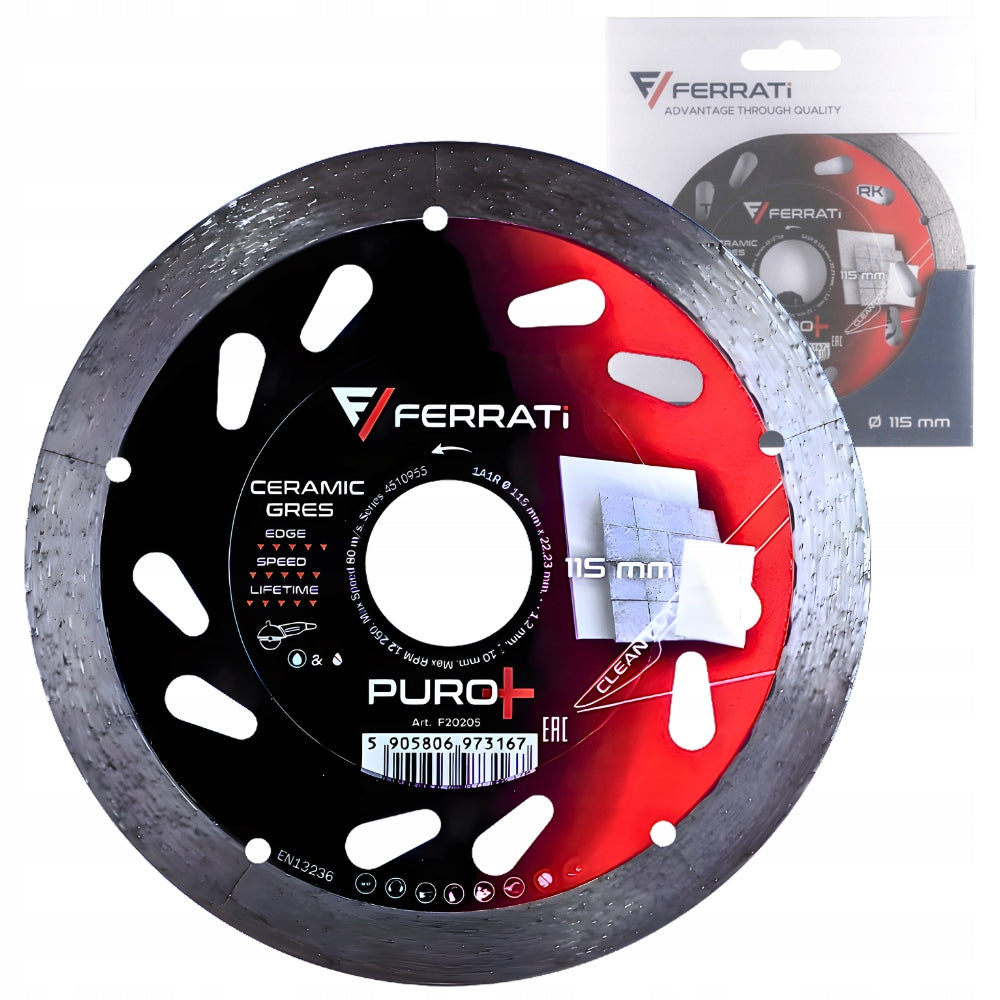 Diamond blade for perfect cutting of ceramic stoneware 115mm PURO+ FERRATi