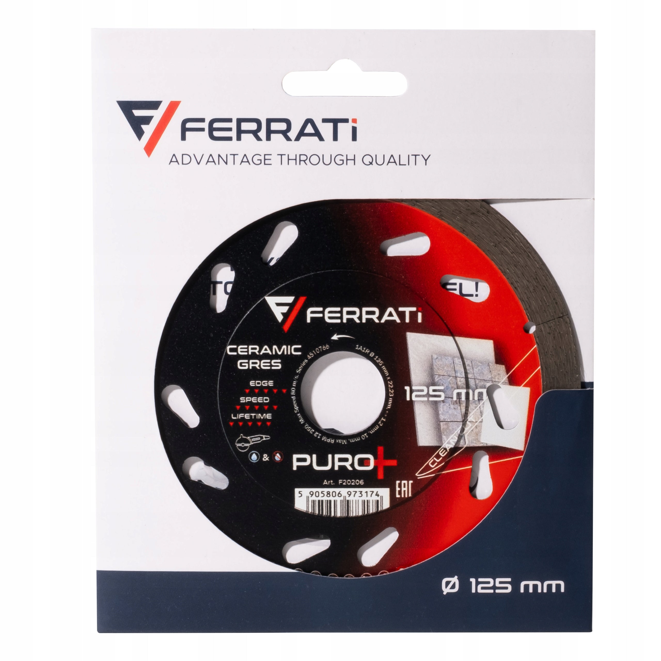 Diamond blade for perfect cutting of ceramic stoneware 125mm PURO+ FERRATi Manufacturer code F20206