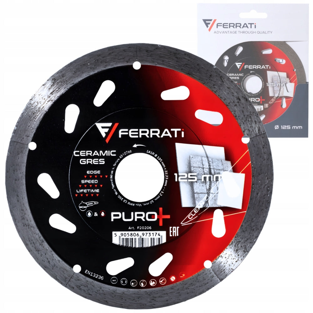 Diamond blade for perfect cutting of ceramic stoneware 125mm PURO+ FERRATi