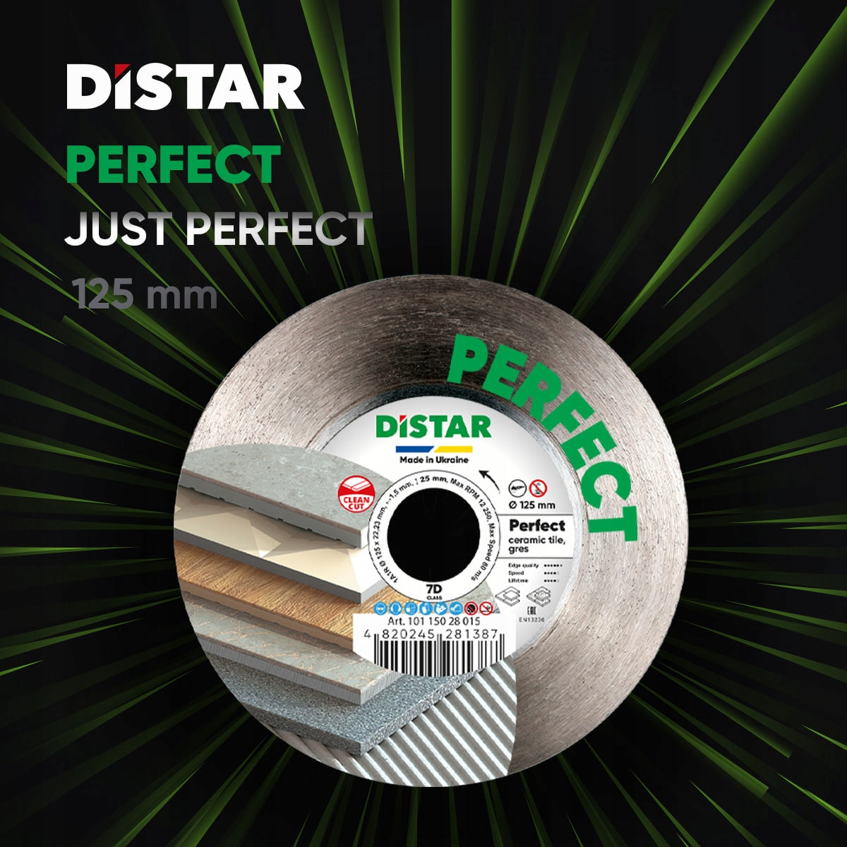 Diamond blade for stoneware tiles 125mm Perfect Distar 10115028015 Disc diameter 125mm