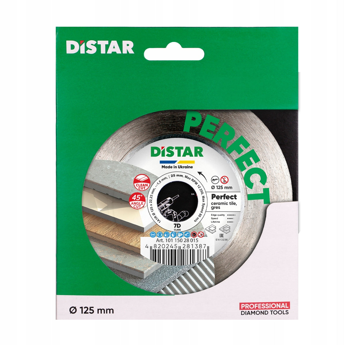 Diamond blade for stoneware tiles 125mm Perfect Distar 10115028015 Hole diameter 22,2mm