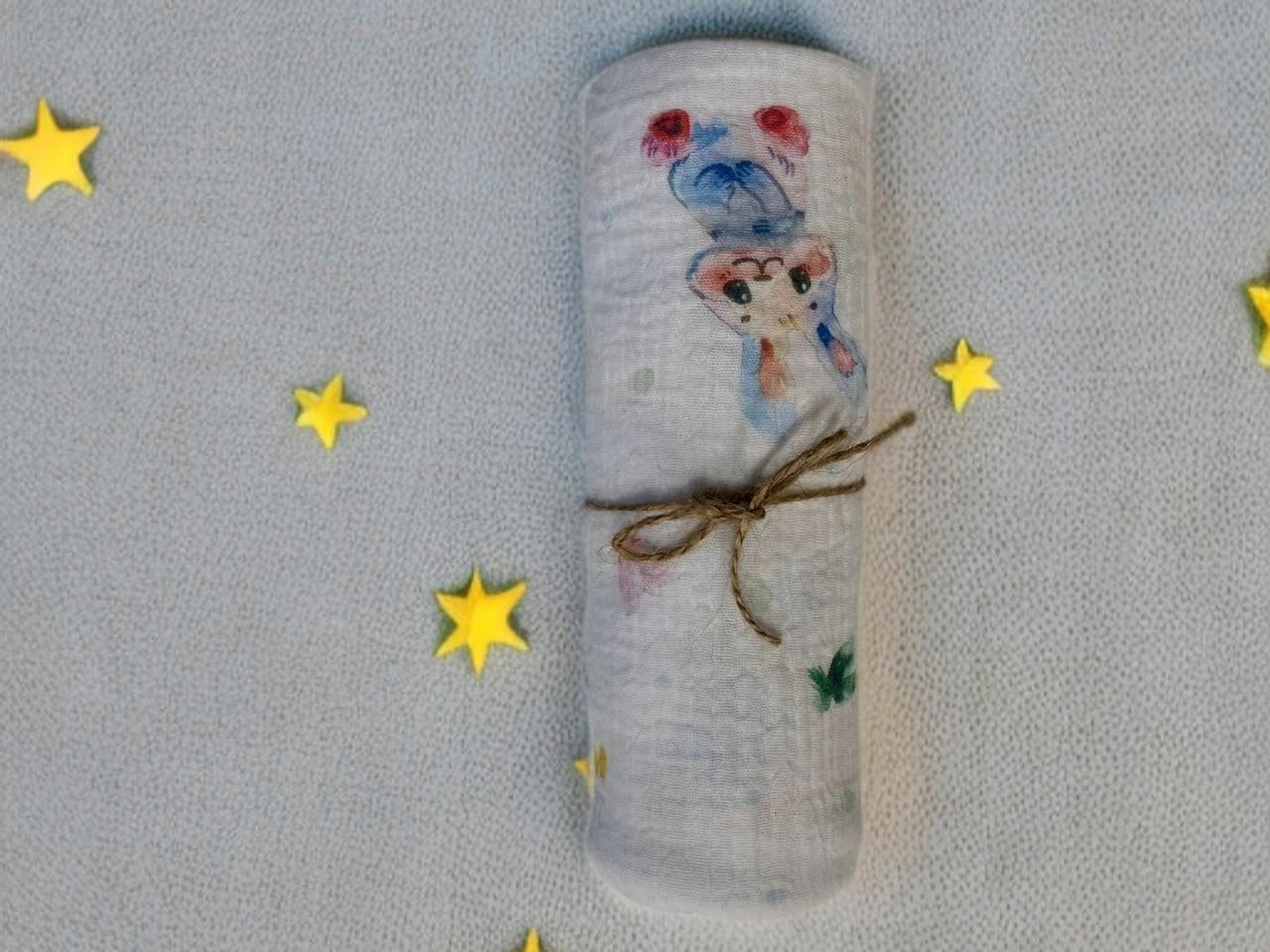 Diaper MUSLIN cotton 100% 80x60 diaper COTTON PATTERN BUNNIES Medical device no