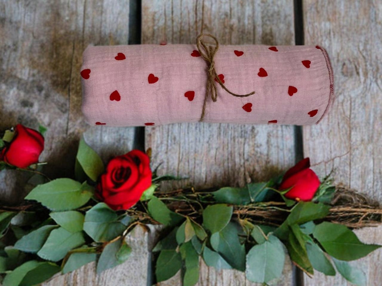Diaper MUSLIN cotton 100% 80x60 diaper COTTON ROSE HEART Medical device no