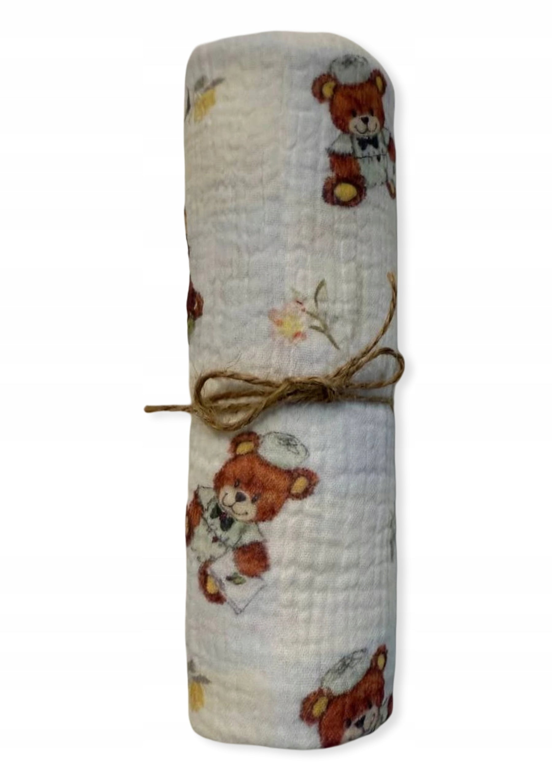 Diaper MUSLIN cotton 100% 80x60 diaper COTTON pattern BEAR FLOWER Packaging status original