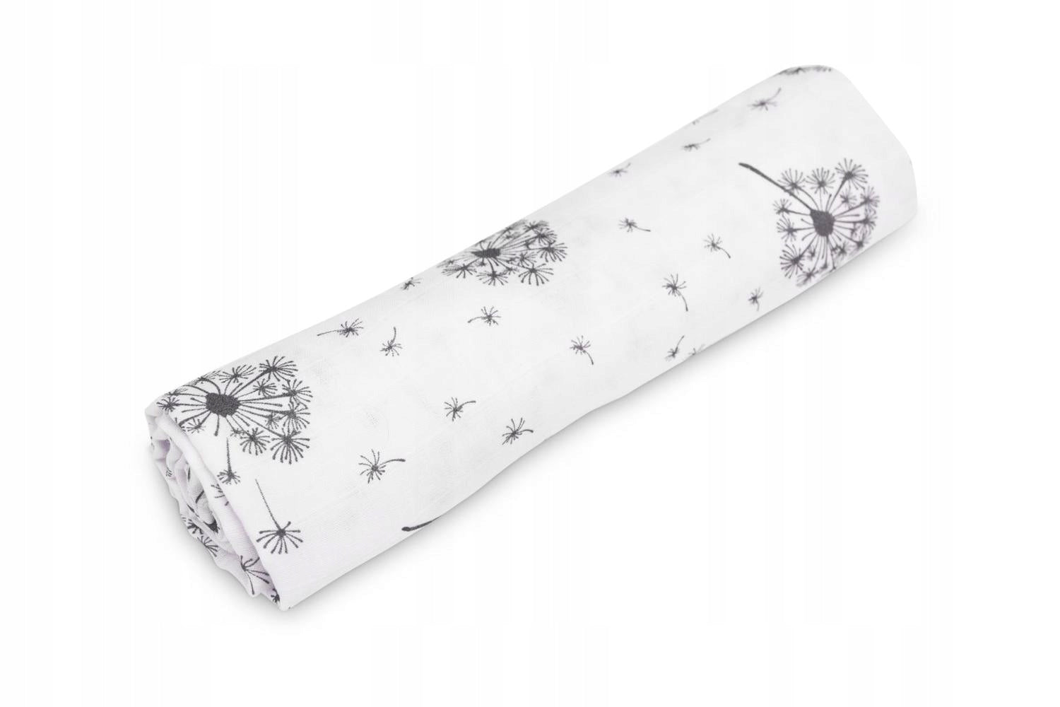 Diaper Muslin Swaddle Blanket 120x120 Dandelions Grey Szymex
