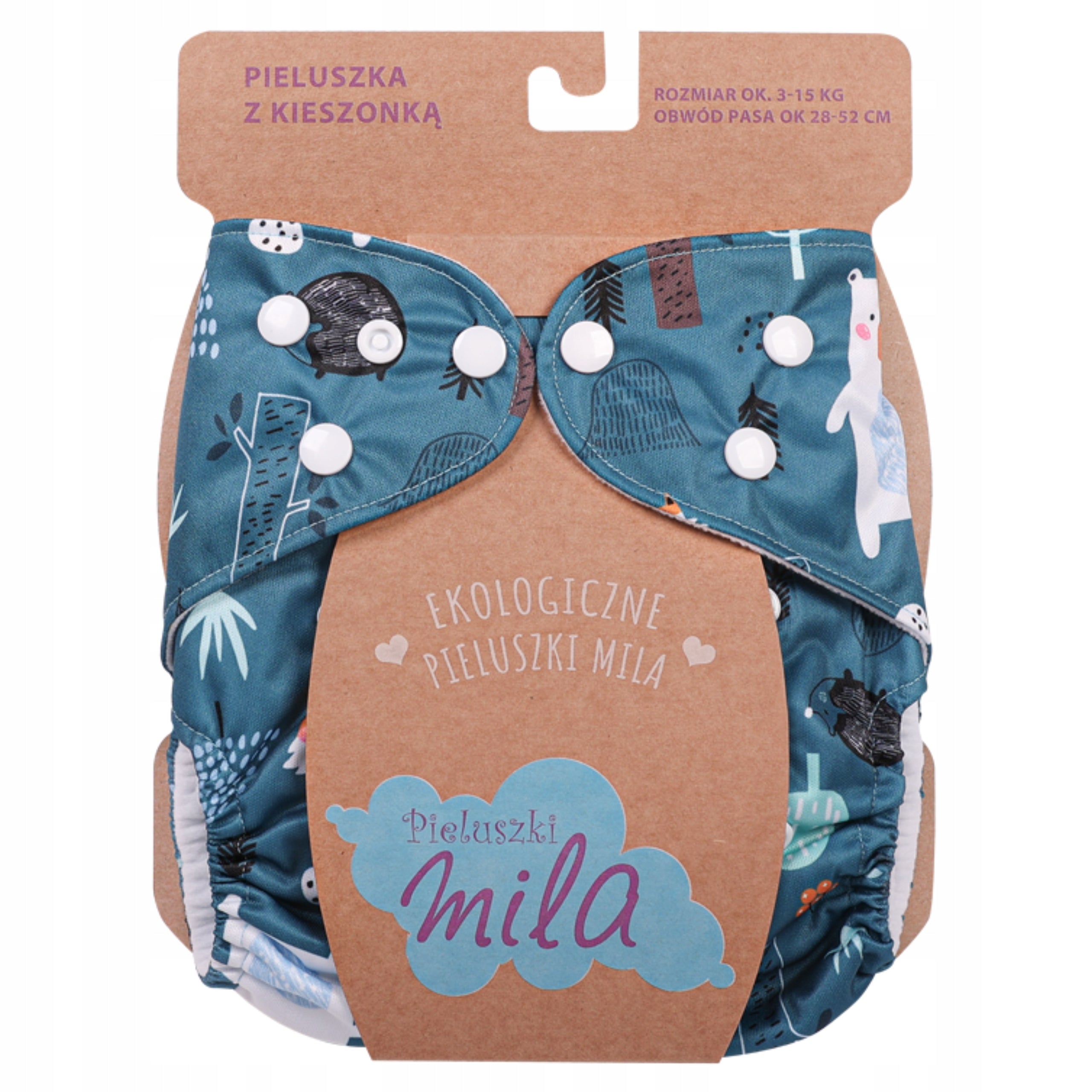 Diaper Reusable Mile with Pocket + 2 CARTRIDGES FREEBIE NAVY BLUE TEDDY BEARS Manufacturer code Pieluszka z kieszonką, PUL, MISIE + 2 wkłady