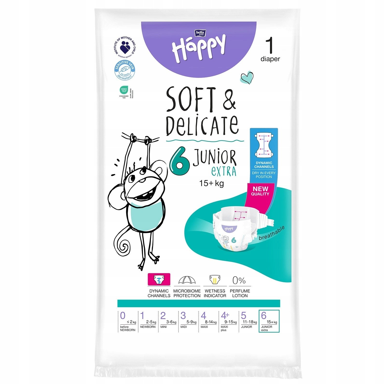 Diapers Bella Baby Happy 6 Junior Extra 15kg 1 pc.