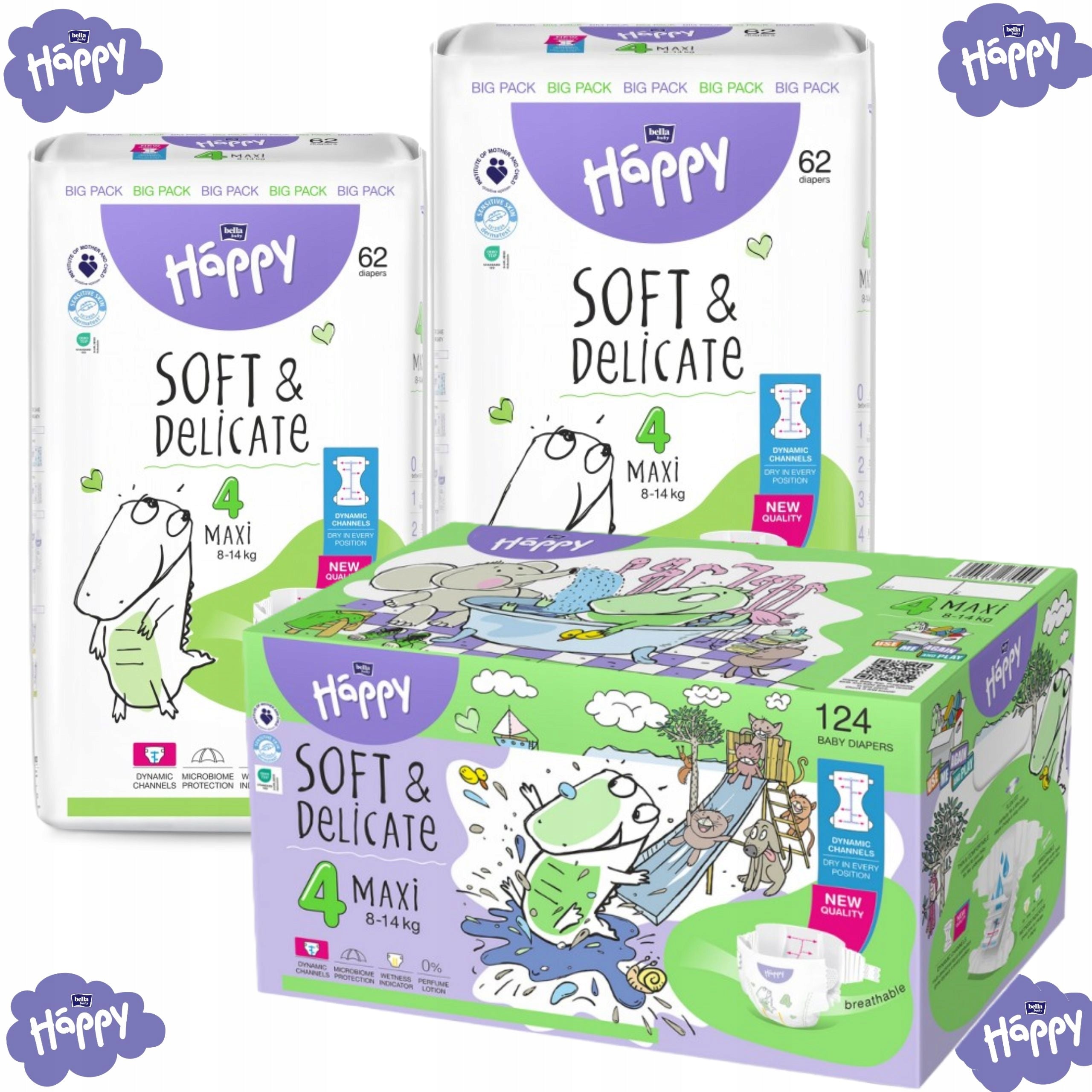 Diapers Bella Baby Happy size 4 MAXI (8-14kg) 2x62pcs = 124pcs