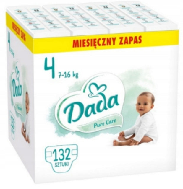 Diapers Dada 4 White Diapers Pure Care Pampersy stock 7-16kg 132 pcs
