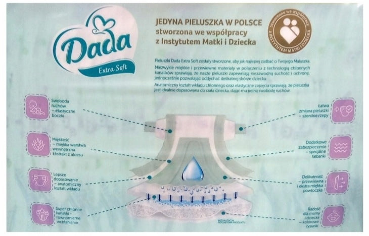 Diapers Dada Extra Soft Size 6 16+ kg JUMBOBAG 2x66 132 pcs. Brand Dada