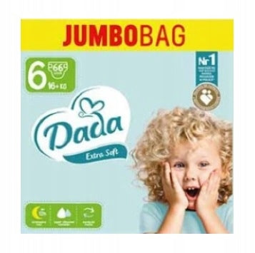 Diapers Dada Extra Soft Size 6 16+ kg JUMBOBAG 2x66 132 pcs. Manufacturer code PIELUSZKI DADA EXTRA SOFT 6