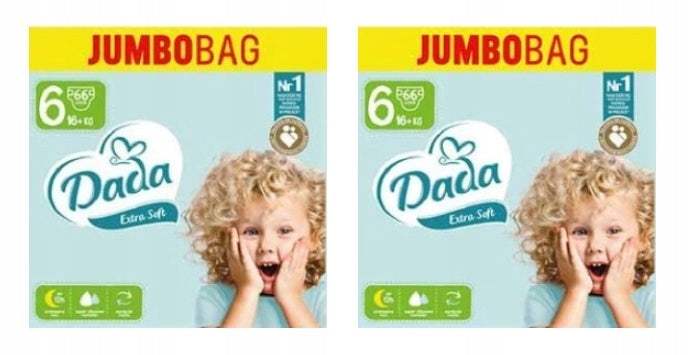 Diapers Dada Extra Soft Size 6 16+ kg JUMBOBAG 2x66 132 pcs.