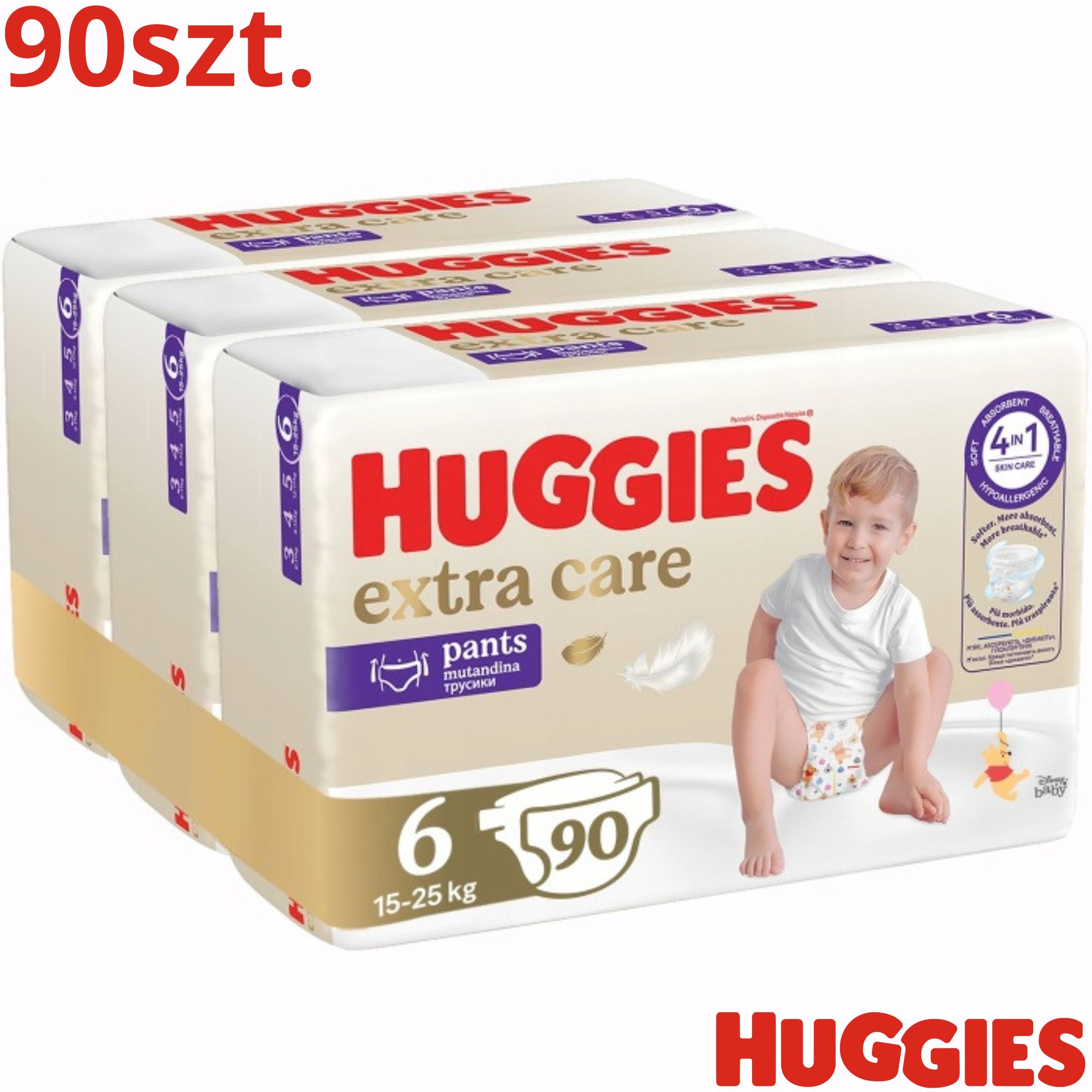 Diapers HUGGIES Extra Care Pants size 6 (15-25kg) 90pcs