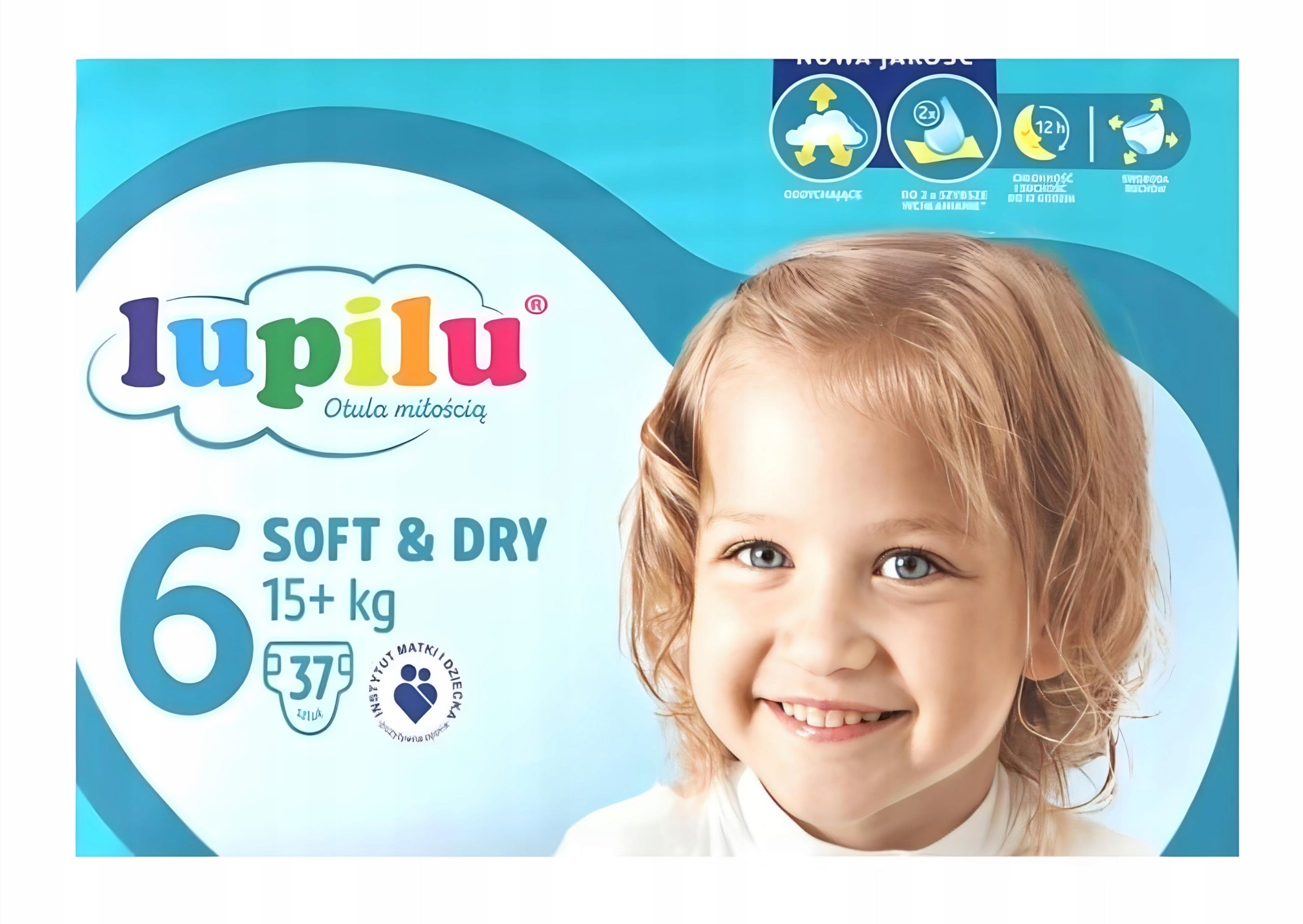 Diapers Lupilu Soft&Dry 6 / 15+ kg / 74 pcs Packaging status original