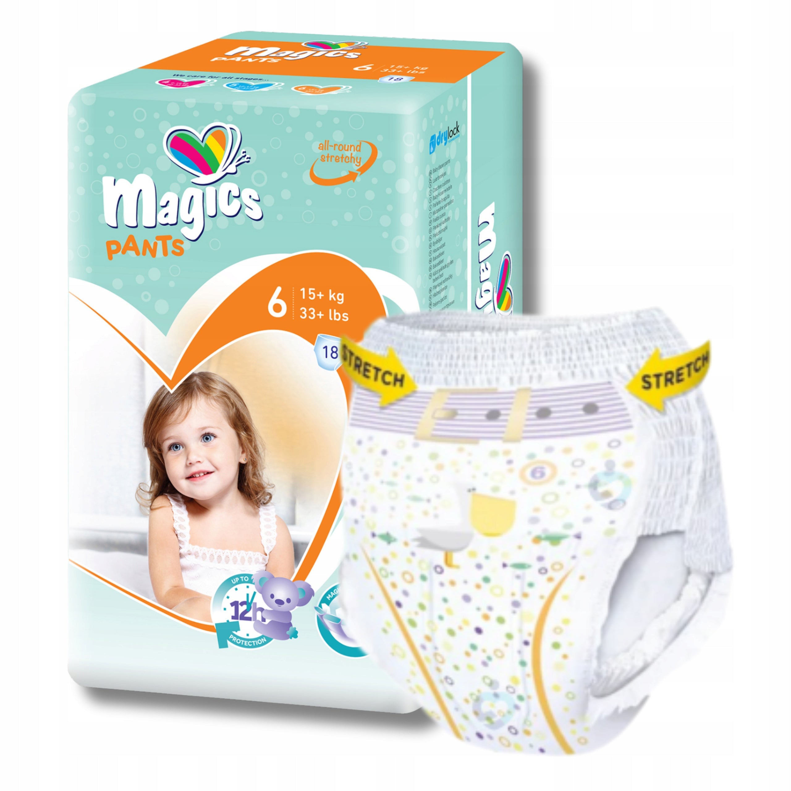 Diapers Magics Pants Size 6 15-30kg 18pcs Absorbent Pull-On