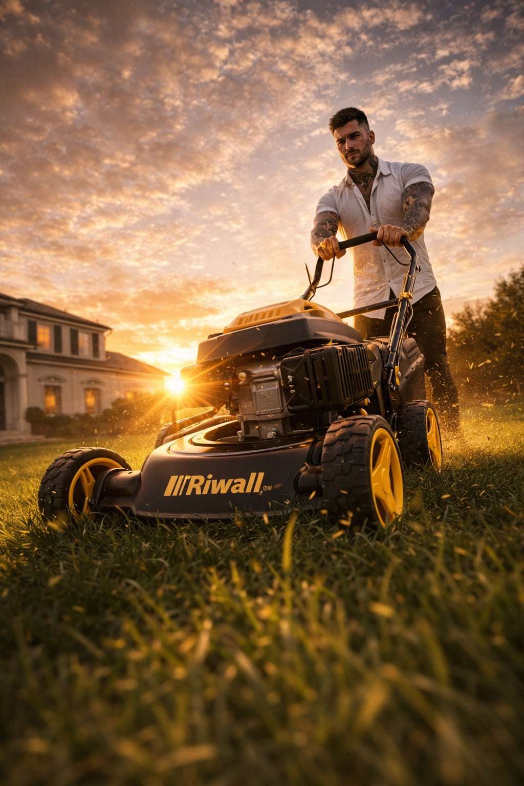 Diesel mower Riwall 4235 with 45l basket 42 cm wheel drive Basket capacity 45 l